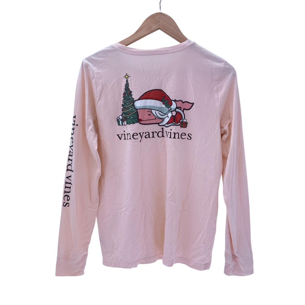 Vineyard Vines T‎ Shirt Long Sleeve Mrs. Claus Christmas Pink Women Medium - Picture 2 of 8